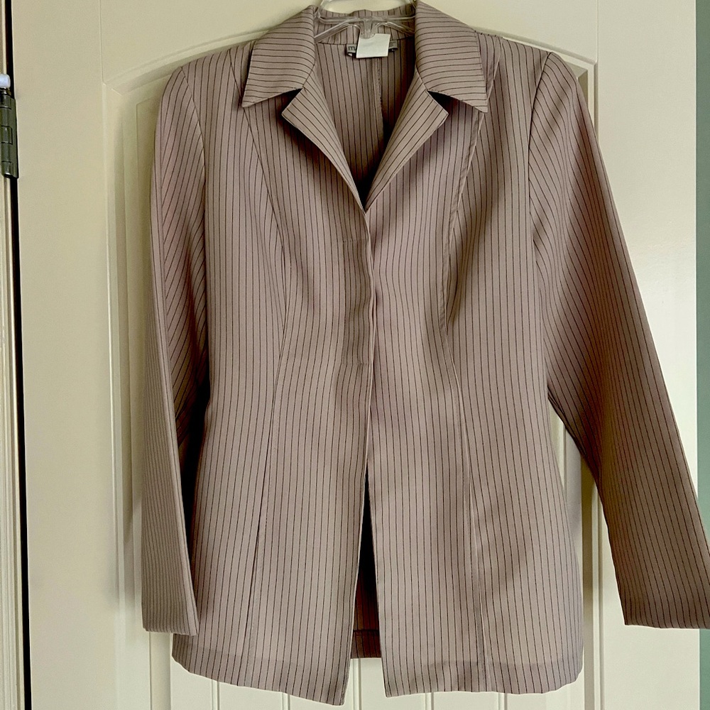 Pant Suit - Tan w/black pin strip